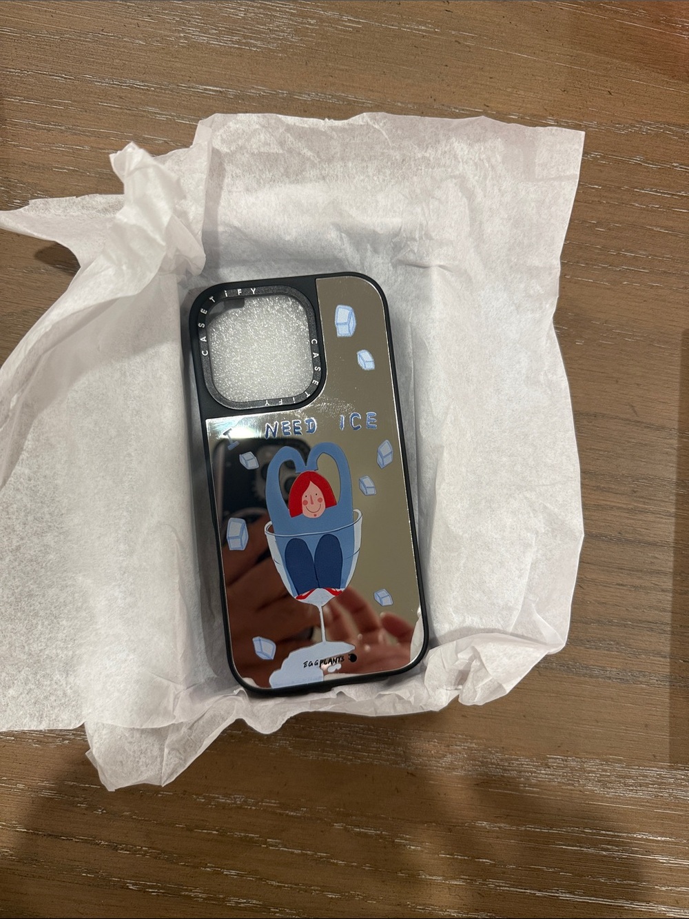 CASETIFY Mirror Phone Case with 'Need Ice' Illustration For 16 Pro iPhone